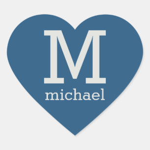 Pegatina En Forma De Corazón Monograma personalizado, pegatinas de nombre y col