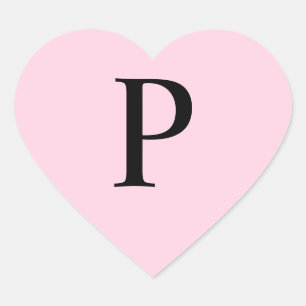 Pegatina En Forma De Corazón Monograma Presidente Rosado