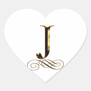 Pegatina En Forma De Corazón Monograma VIP Gold"J"
