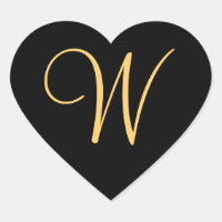 Monograma W, W inicial de color dorado sobre negro