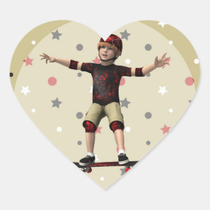 Pegatina En Forma De Corazón Monopatinador