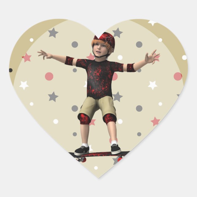 Pegatina En Forma De Corazón Monopatinador (Anverso)