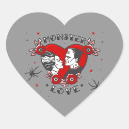 Pegatina En Forma De Corazón monster love rockabilly frankenstein valentine