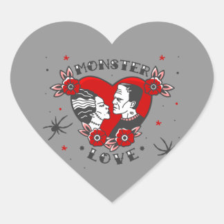 Pegatina En Forma De Corazón monster love rockabilly frankenstein valentine
