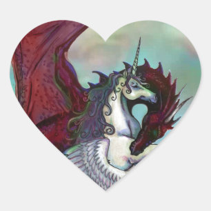 Pegatina En Forma De Corazón Monstruo del reptil Dragon de Pony de Unicornio Ro
