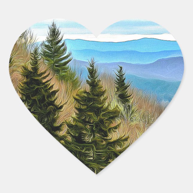 Pegatina En Forma De Corazón Montañas (Anverso)