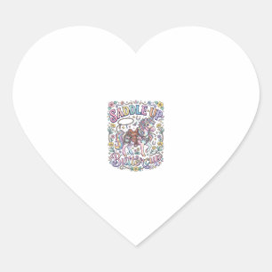 Pegatina En Forma De Corazón Montura de Unicornio Buttercup Colorido Fondo Blan