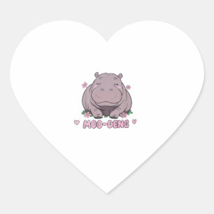 Pegatina En Forma De Corazón Moo-Deng El famoso bebé cutáneo hipopótamo en tail