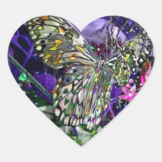 Pegatina En Forma De Corazón ¡Moon Struck Butterfly! (Anverso)
