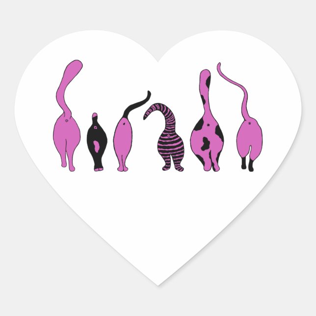 Pegatina En Forma De Corazón Morado de gatos (Anverso)