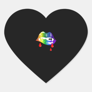 Pegatina En Forma De Corazón Mordaza de vampiros arcoiris - camiseta del Orgull
