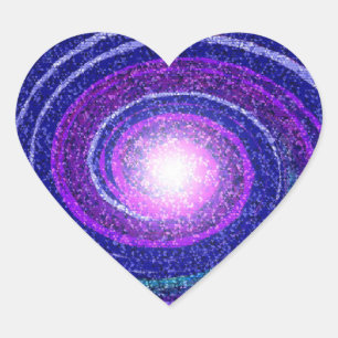 Pegatina En Forma De Corazón Mosaico astral azul de la galaxia