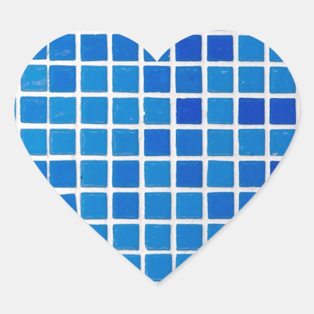 Pegatina En Forma De Corazón Mosaico azul (Anverso)