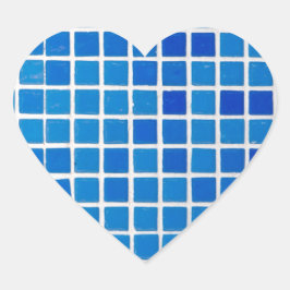 Pegatina En Forma De Corazón Mosaico azul