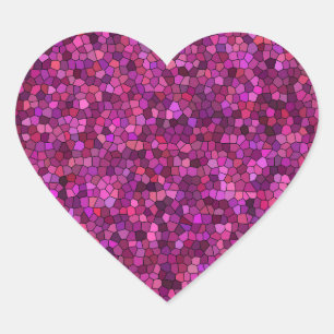 Pegatina En Forma De Corazón Mosaico Rosa Púrpura