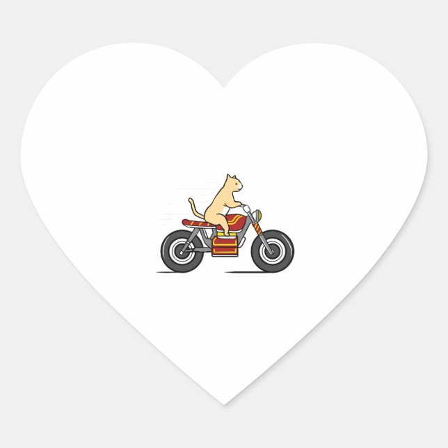 Pegatina En Forma De Corazón Motocicleta de ciclismo de gatos (Anverso)