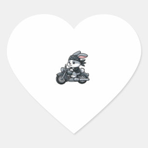 Pegatina En Forma De Corazón Motocicleta divertida de Mascota ciclista de conej