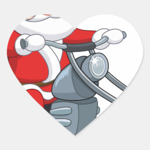 Pegatina En Forma De Corazón motociclista santa claus
