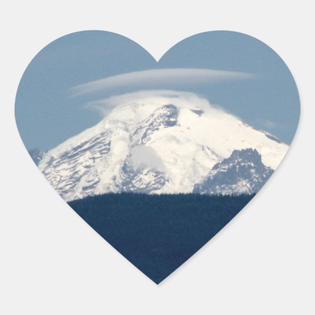 Pegatina En Forma De Corazón Mt Baker Con Nube (Anverso)