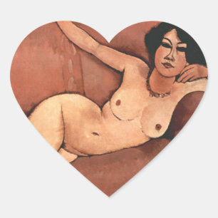 Pegatina En Forma De Corazón Mujer De Amedeo Modigliani En Un Sofá