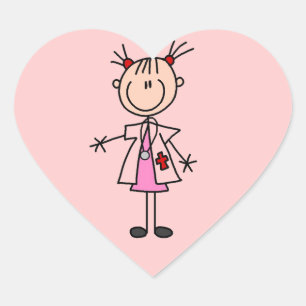 Pegatina En Forma De Corazón Mujer Médico Figura de Palitos