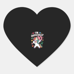 Pegatina En Forma De Corazón Mujeres Oficialmente Cumplo 10 Unicornio Dabbing 1