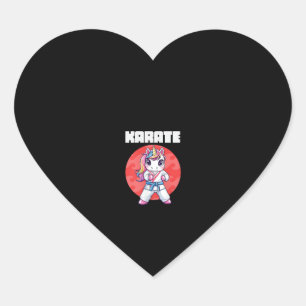 Pegatina En Forma De Corazón Mujeres Unicornio Divertido Karate Chica Karate Ar