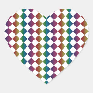 Pegatina En Forma De Corazón Multicolor Diamante Arlequín Multicolor Cuadros
