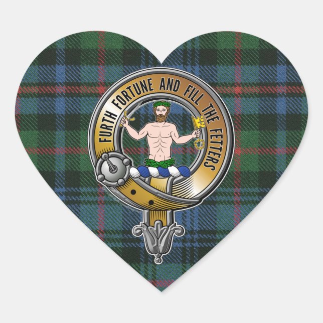 Pegatina En Forma De Corazón Murray Atholl Tartan & Badge (Anverso)