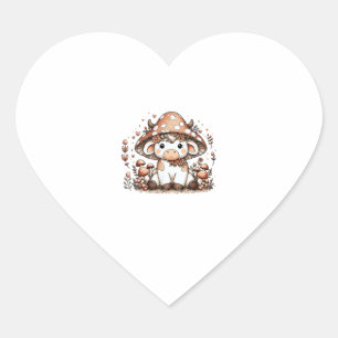Pegatina En Forma De Corazón Mushroom de Cottagecore de vaca _1
