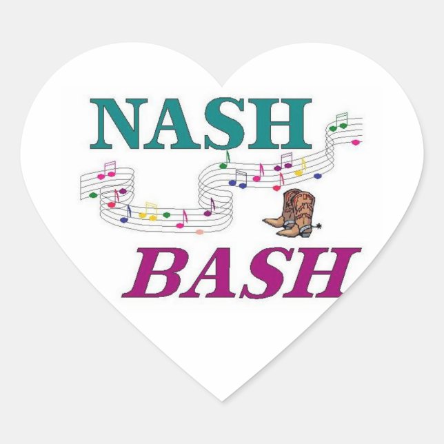 Pegatina En Forma De Corazón Música Nash Bash de Nashville (Anverso)