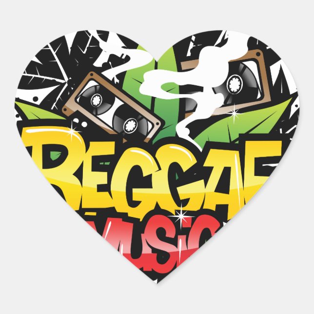 Pegatina En Forma De Corazón Música Reggae (Anverso)