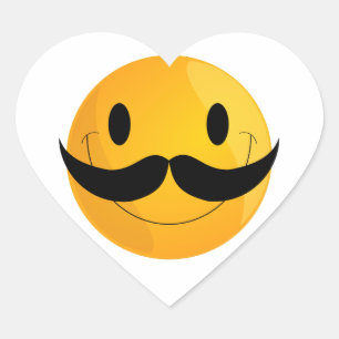 Pegatina En Forma De Corazón Mustache Happy Face Emoji