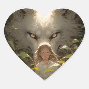 Pegatina En Forma De Corazón Mysasy Wolf Guardian Anime