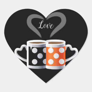 Pegatina En Forma De Corazón Naranja + color café negro o pertenecemos juntos