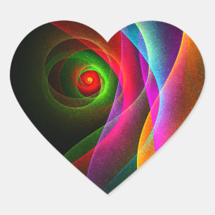 Pegatina En Forma De Corazón Naranja Verde Rojo Patrón de arte abstracto modern
