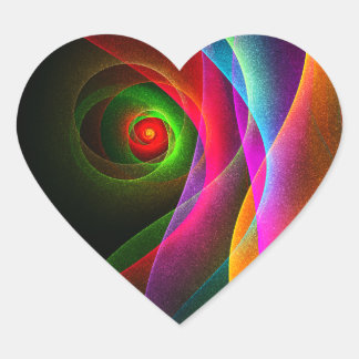 Pegatina En Forma De Corazón Naranja Verde Rojo Patrón de arte abstracto modern