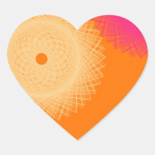 Pegatina En Forma De Corazón naranja y rosa color pop