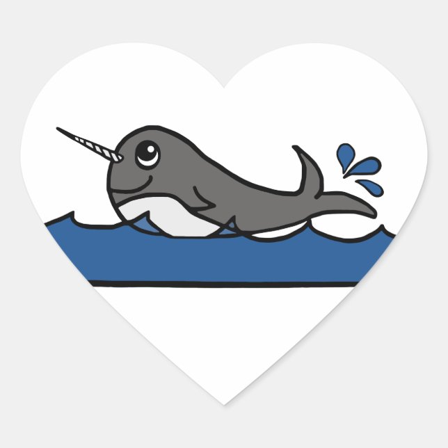 Pegatina En Forma De Corazón Narwhal Splash (Anverso)