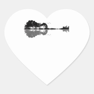Pegatina En Forma De Corazón Naturaleza de guitarra acústica música de fondo gu