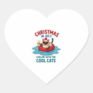 Pegatina En Forma De Corazón Navidad En Julio Papá Mamá Relajándose Con Sia