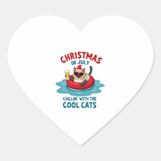 Pegatina En Forma De Corazón Navidad En Julio Papá Mamá Relajándose Con Sia