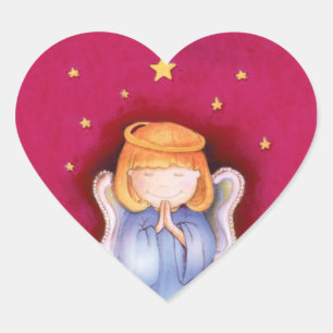 Pegatina En Forma De Corazón Navidades ángel corazón pegatina rojo