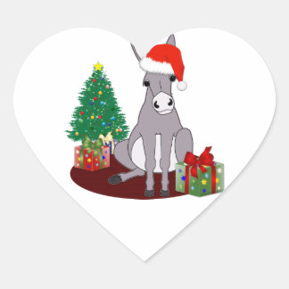 Pegatina En Forma De Corazón Navidades burro