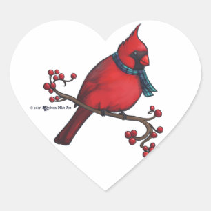 Pegatina En Forma De Corazón Navidades Cardinal