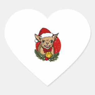 Pegatina En Forma De Corazón Navidades chihuahua de Santa furiosa camiseta clás