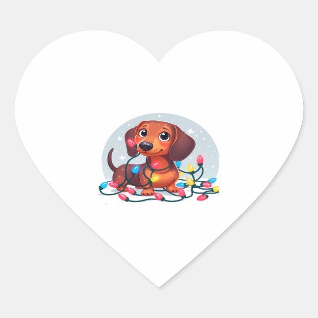 Pegatina En Forma De Corazón Navidades Dachshund 1 (Anverso)