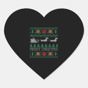 Pegatina En Forma De Corazón Navidades Dachshund Wiener Dog Dachshund Ugly Chri