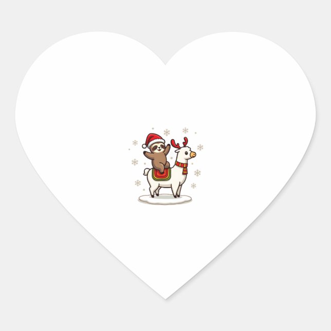 Pegatina En Forma De Corazón Navidades de Alpaca Sloth (3) (Anverso)