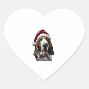 Pegatina En Forma De Corazón Navidades de Basset Hound